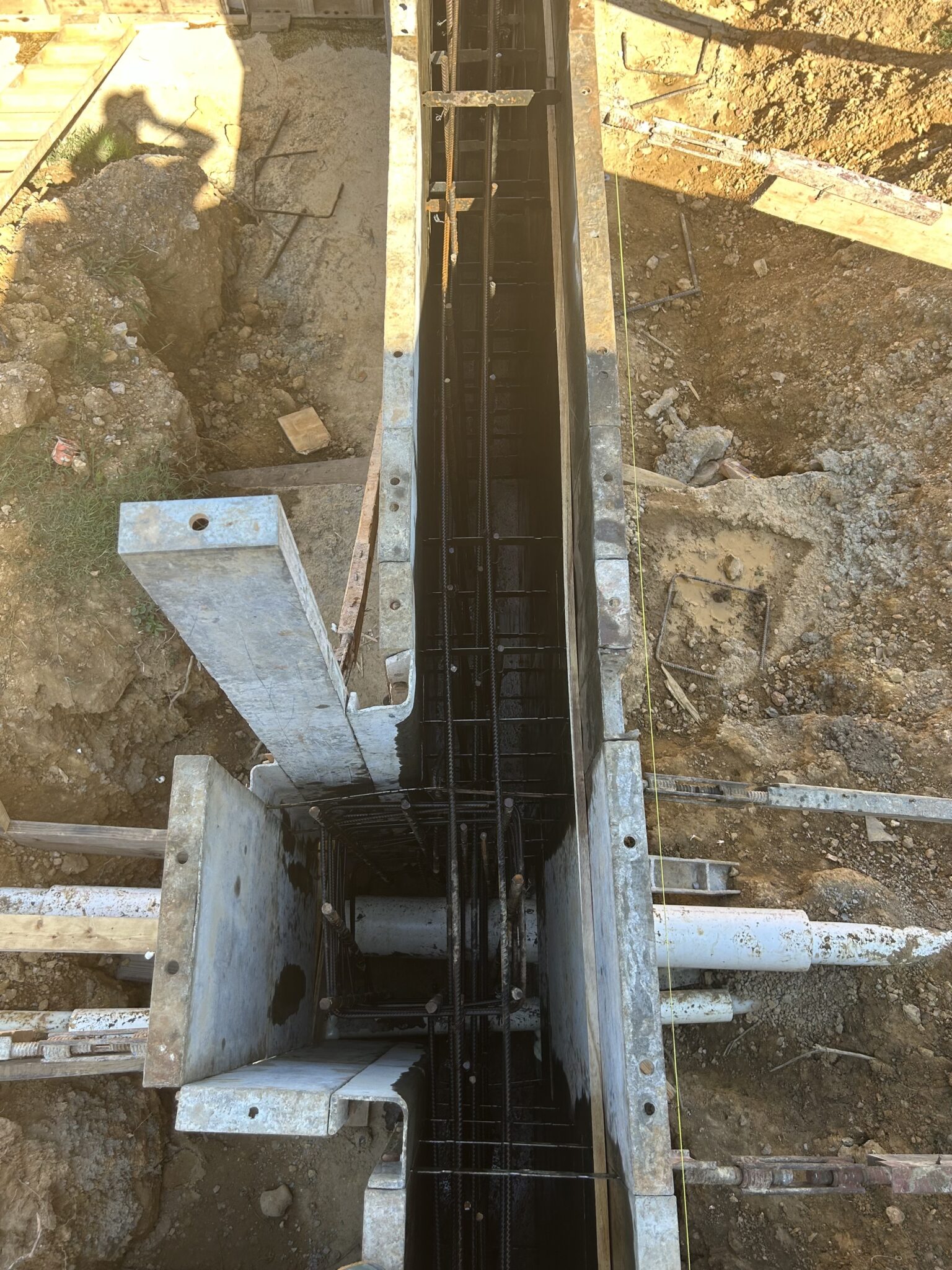 Top view on concrete wall casing