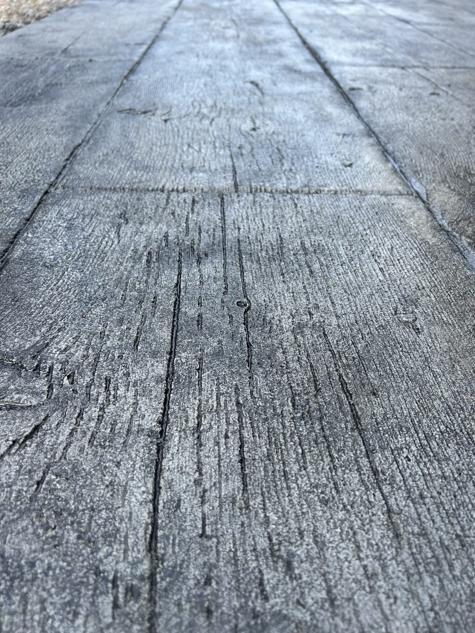 Stamped concrete wood look close up