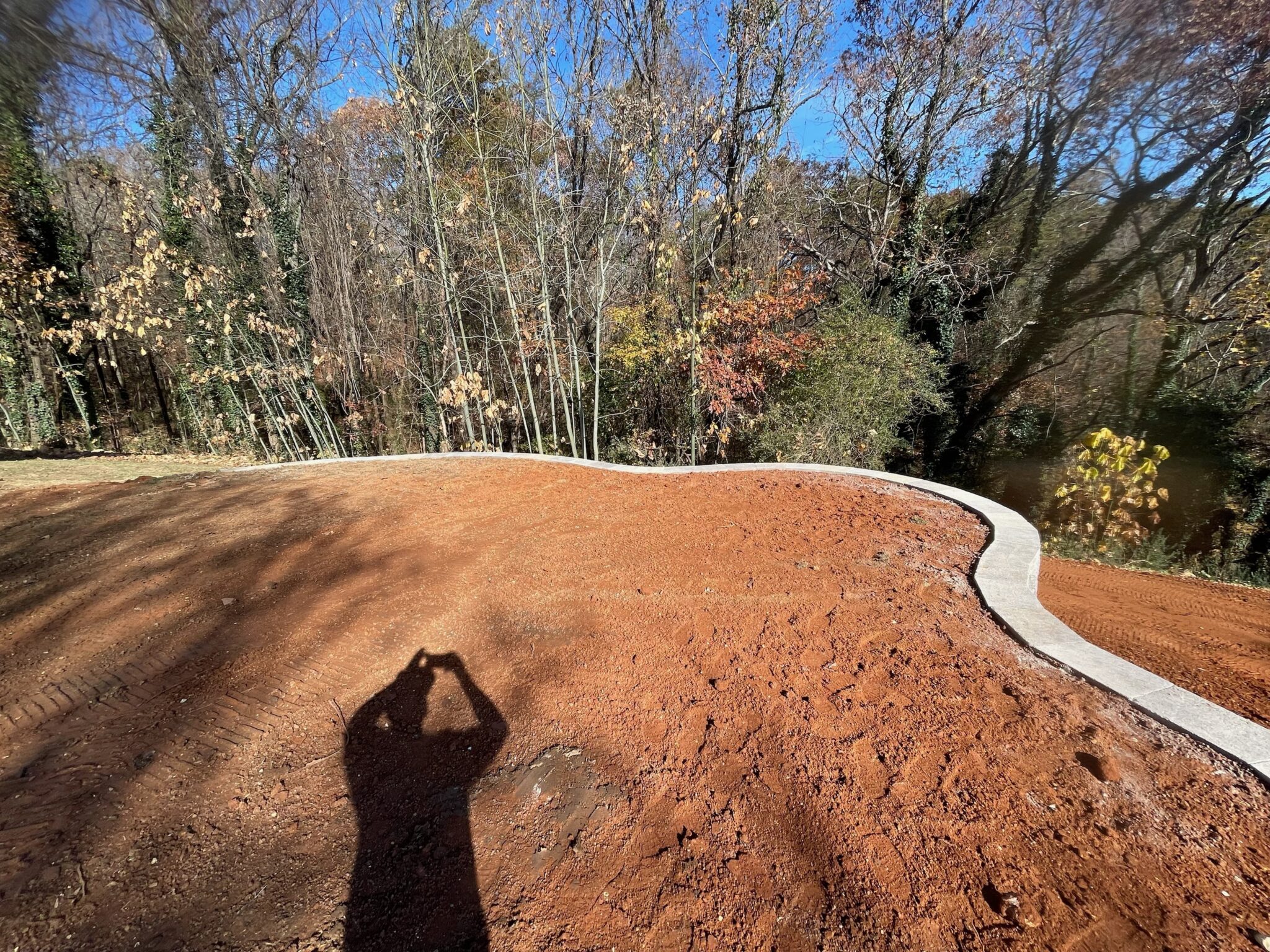 Top view of retaining wall