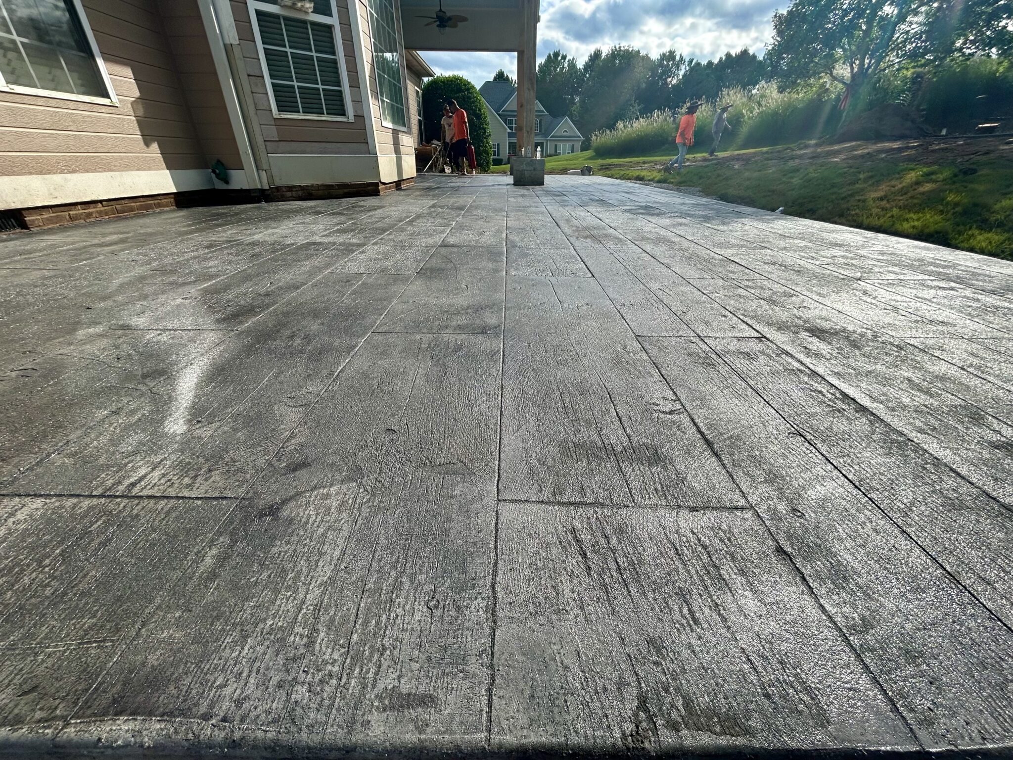 Stamped concrete wood look